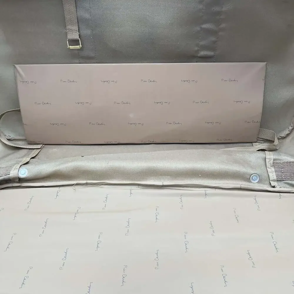 Vintage Pierre Cardin Tan Canvas Travel Bag, Soft-Sided Suitcase with Leather Tr